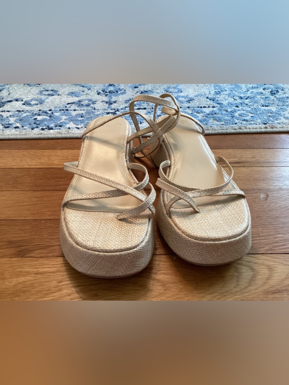Abercrombie & Fitch Metallic Cream Strappy Platform Sandals